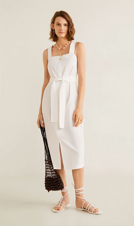 white Linen Strap Dress fountain of 30