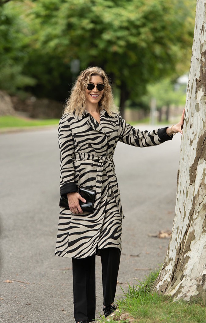 how to wear zebra prints Lauren Dimet Waters balck pants