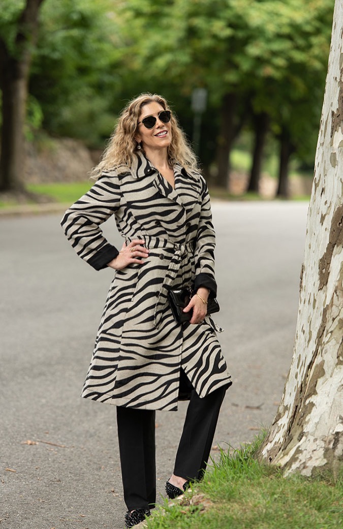 Lauren Dimet Waters Ann Taylor Zebra coat outfit fountainof30