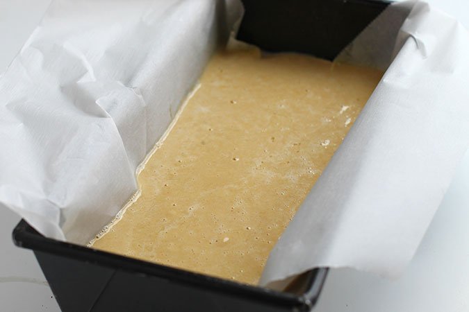 Paleo Sandwich Bread recipe batter in loaf pan