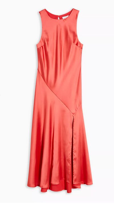 Topshop Satin Split Dress Eva Longoria elegant satin look for less Topshop Satin Split Dress fountainof30