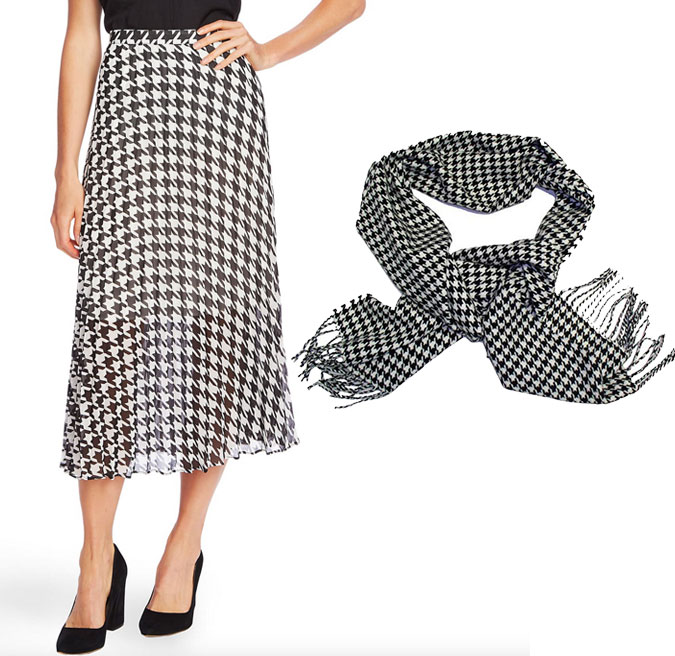 houndstooth skirt and scarf fall trends women over 40 fountainof30