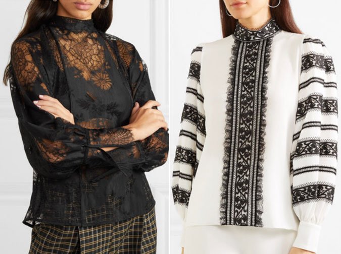 Beaufille black lace blouse Andrew Gn Lace-trimmed