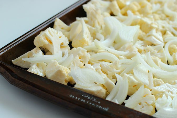 chopped cauliflower and sliced onion cauliflower soup recipe vegetables