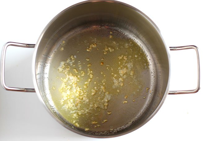 Melted butter with minced garlic roasted cauliflower soup saute garlic