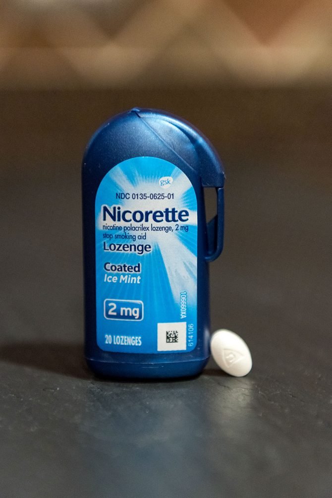 Nicorette® Coated Ice Mint Lozenges close up fountainof30