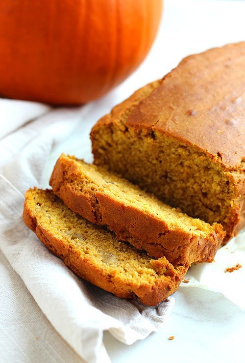 Pumpkin Banana Bread with pumpkin serving suggestion