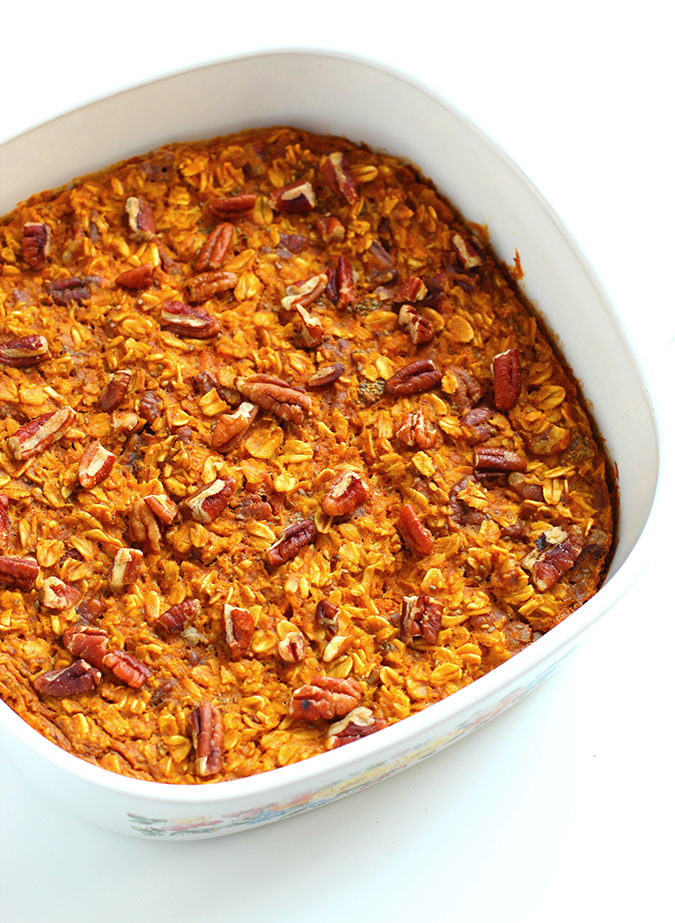 Easy Pumpkin Pie Oatmeal Bake Healthy, Gluten Free and Vegan