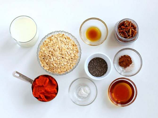 Baked Pumpkin Pie Oatmeal ingredients fountainof30