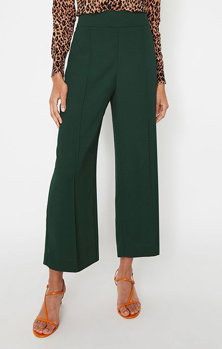 Kate Middleton high low look for less Green Wide Crop Trouser fountainof30