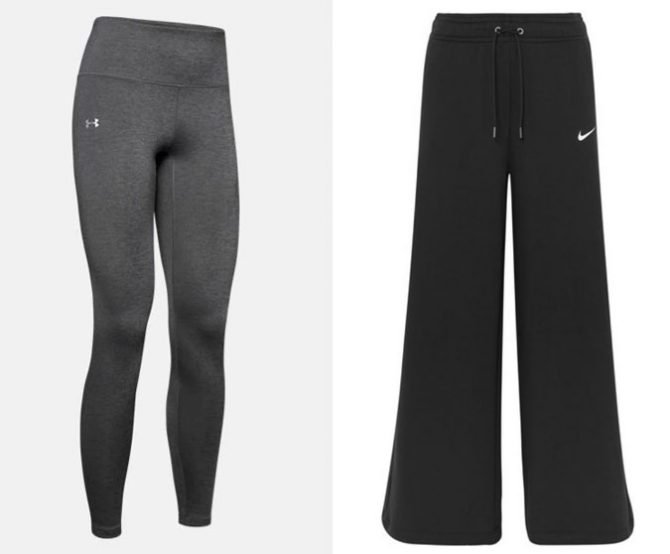 winter athleisure leggings and wide leg track pants