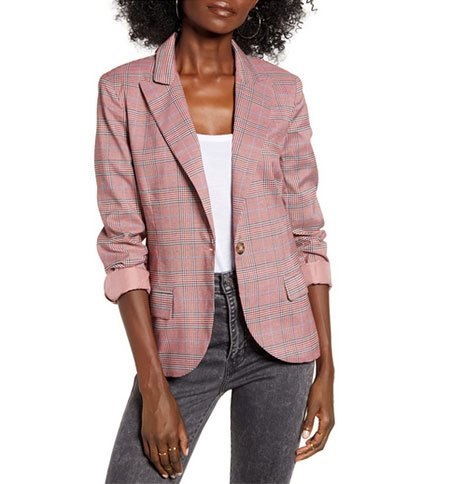 pink plaid blazer trend jacket fountainof30