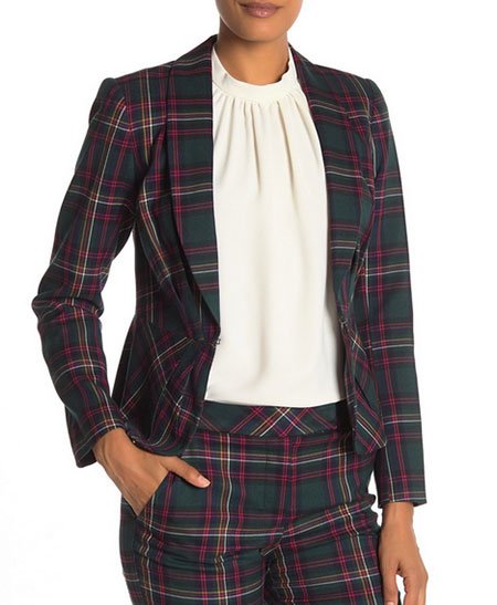 Trina Turk Canape Plaid Blazer green red fountainof30