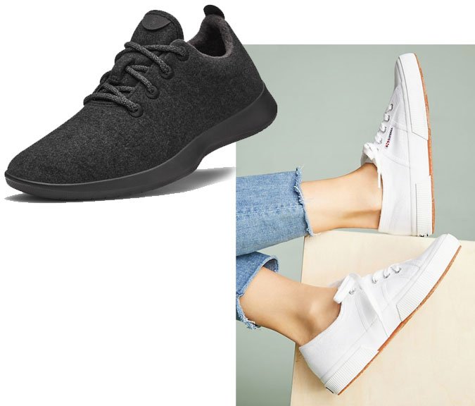 how to wear sneakers Allbirds black wool Superga white Core Classic 