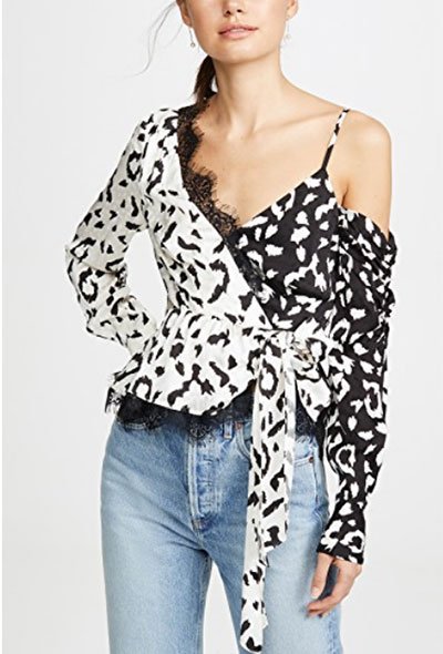 Self Portrait Leopard Printed Wrap Top fountainof30