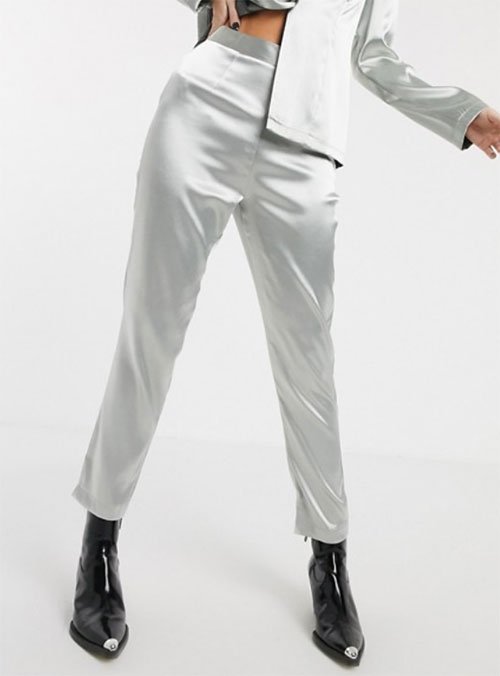 Reclaimed Vintage Inspired Suit Pants in Silver Metallic, $56