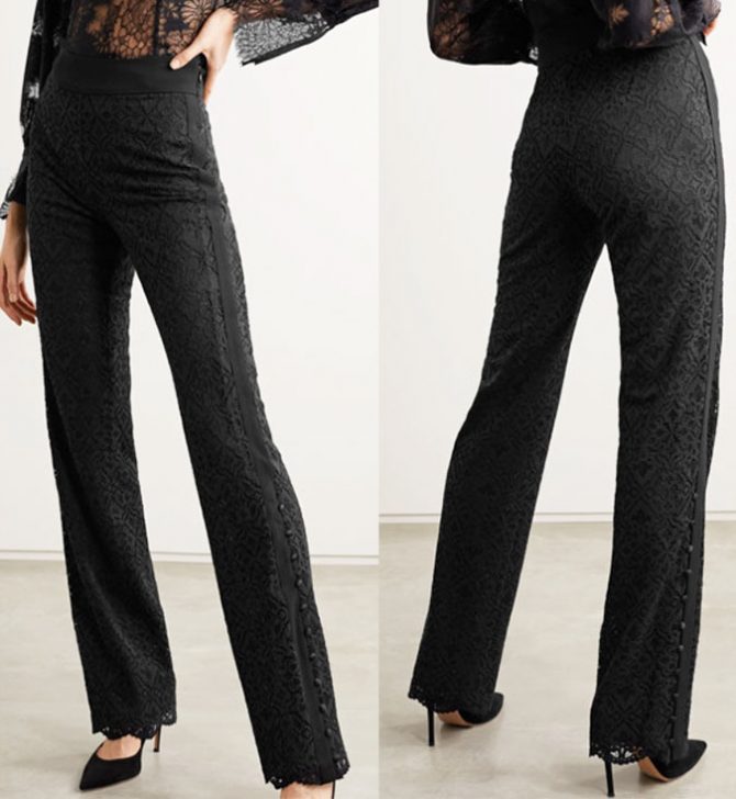 repe-trimmed corded lace straight-leg pants fountainof30