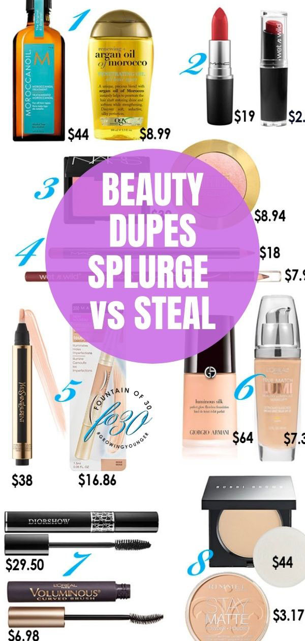beauty dupes splurge vs steal fountainof30