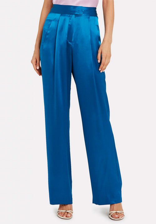 blue Michelle Mason Silk Wide Leg Trousers fountainof30