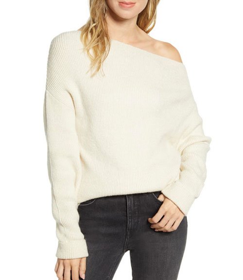 sweater trends off the shoulder
