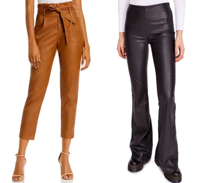 leather pants with details paper bag waist and flare fountainof30