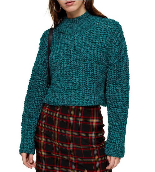 teal sweater Topshop Crop Bouclé fountianof30