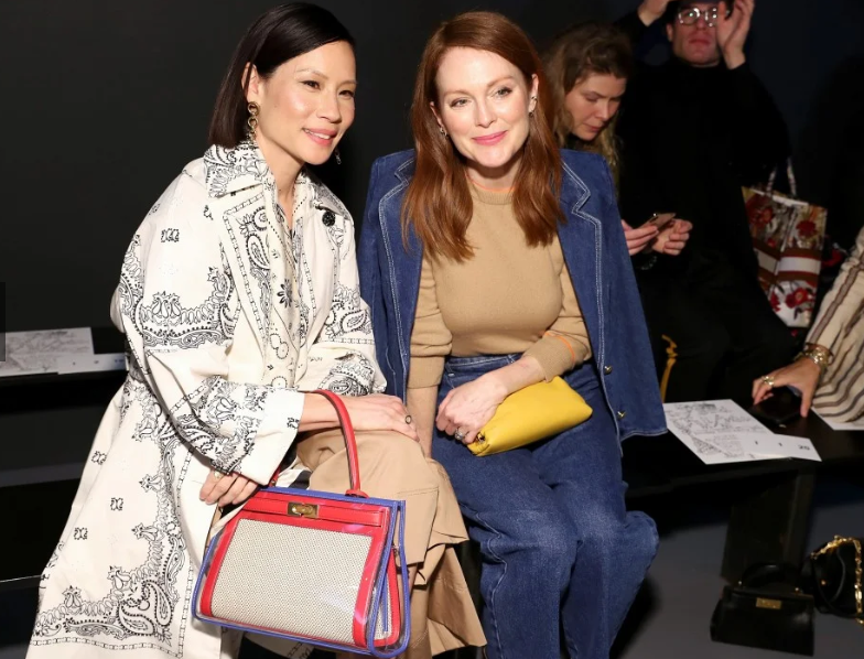 celebrities in the front row fall 2020 Tory Burch Lucy Liu and Julianne Moore