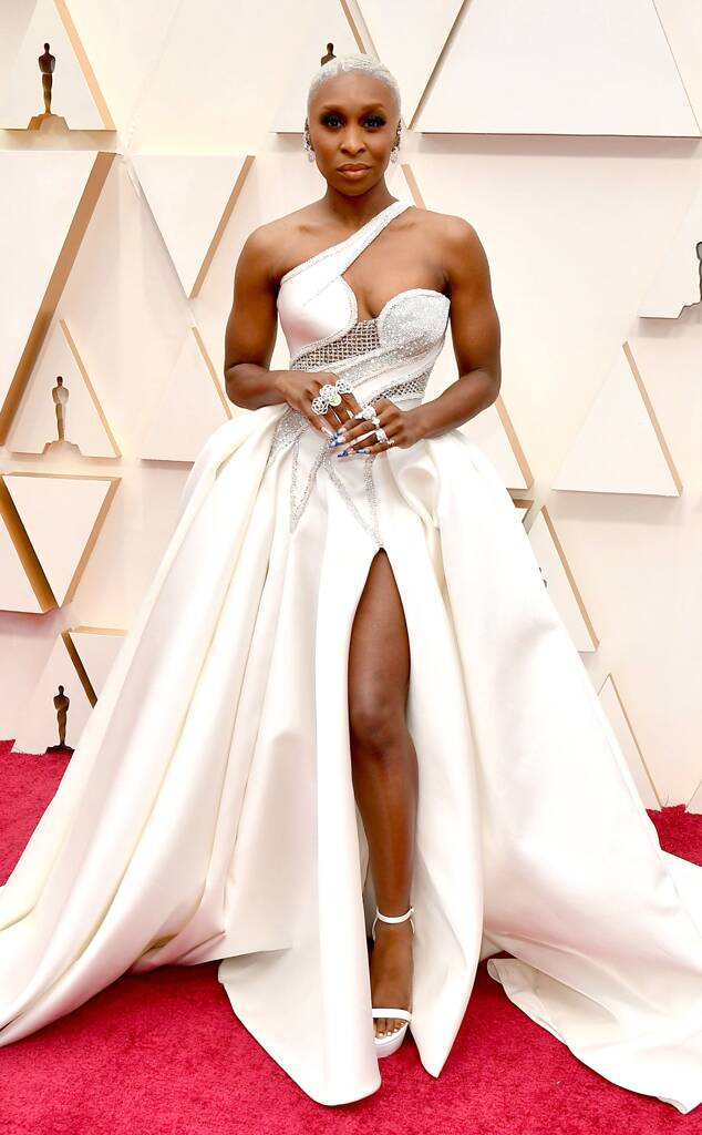 Cynthia Erivo in white Versace