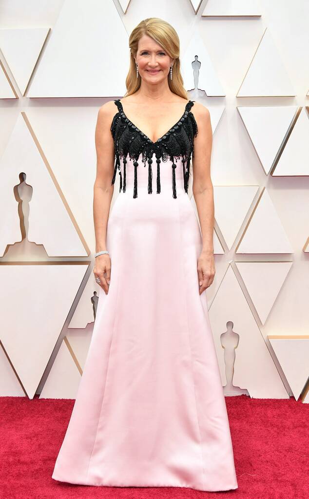 oscars 2020 worst dressed Laura Dern in pink with black Emporio Prive