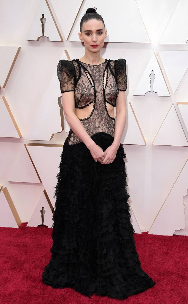 Rooney Mara in black lace Alexander McQueen