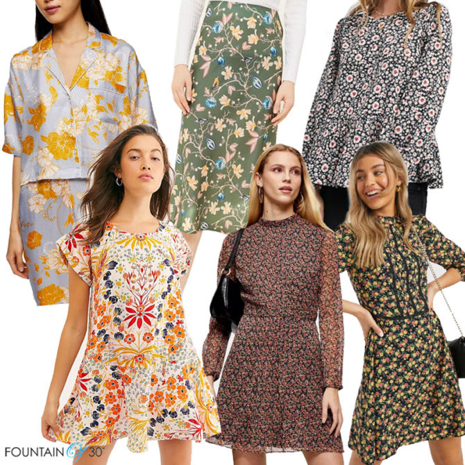 How to Wear Retro Florals tops dresses skirts collage fountainof30