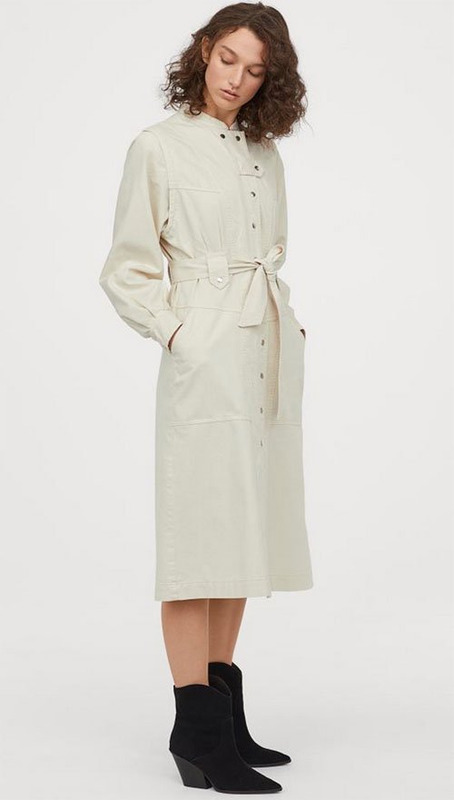 H&M Cream Shirt Dress runway look for less fountainof30