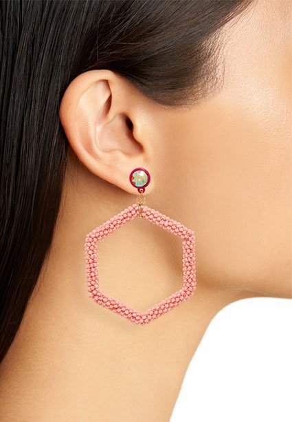 ook your best for zoom meetings Beaded Hexagon Hoop Earrings