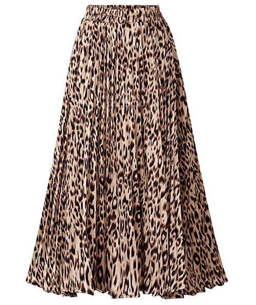 High Leopard Print Pleated skirt