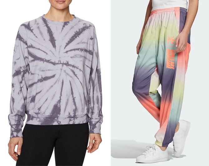 tie dye sweatshirt and track pants fountainof30