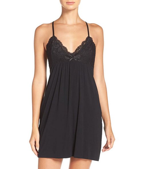 black Lace Racerback Jersey Chemise fountainof30