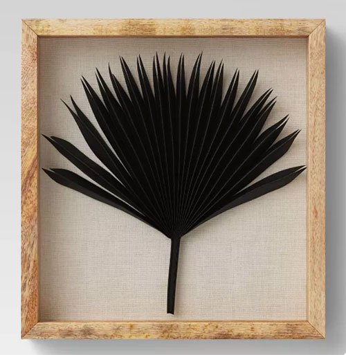 living rooms Dried Natural Palm Leaf Shadow Box Black