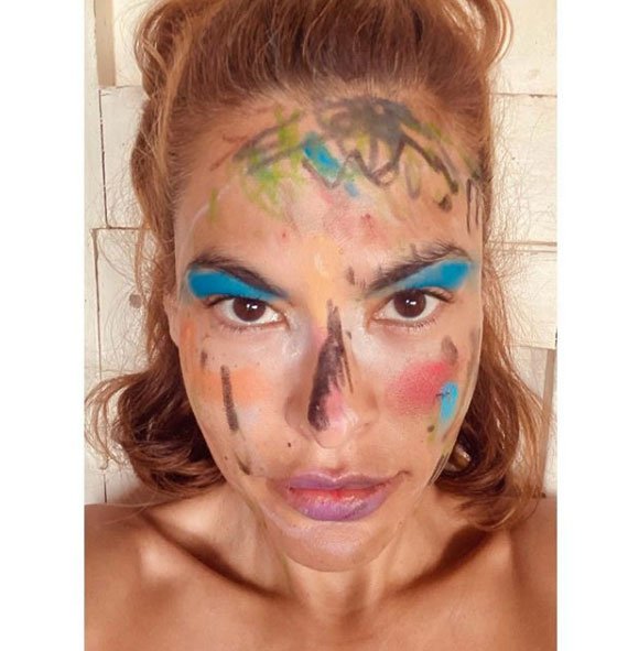 celebrities in quarantine eva mendes face paint