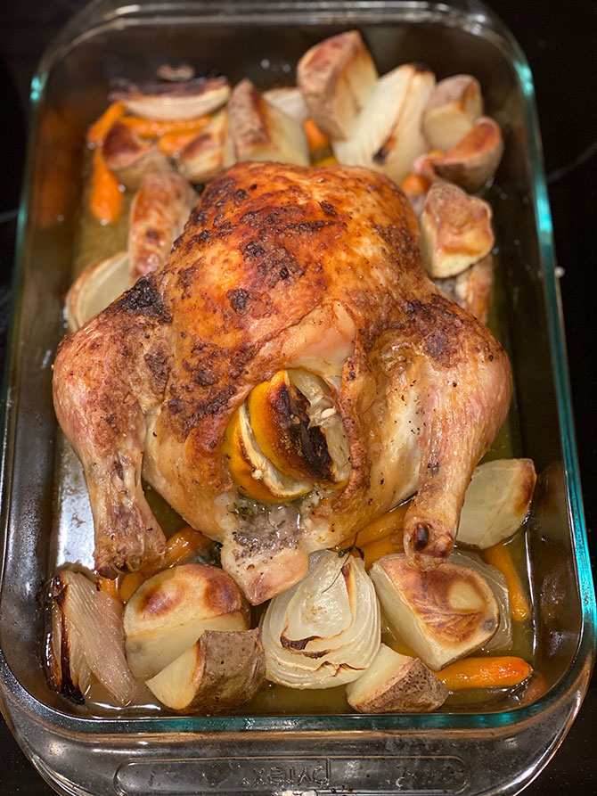 easy roast chicken baked in glass pyrex fountainof30