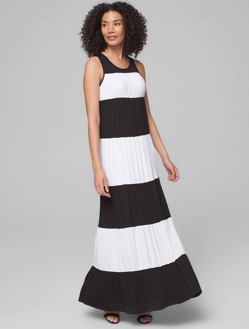 Soma Colorblock Maxi Dress black white stripe fountainof30
