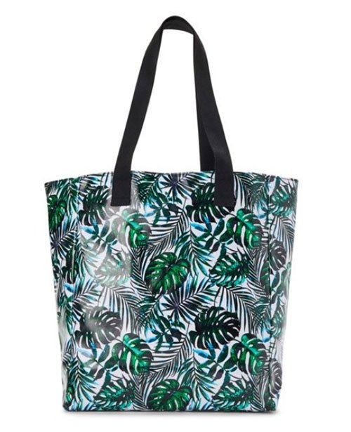 walmart save money Coated Large Canvas tote leaf print