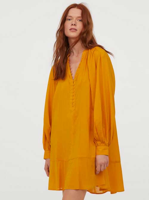 golden yellow Cotton-blend Tunic fountainof30