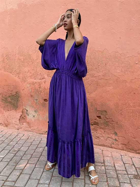 Liya Kebede purple maxi dress