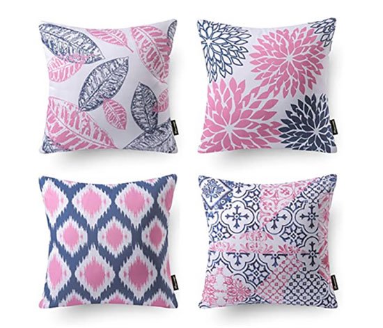 pink and blue Decorative Throw Pillow Covers fountainof30