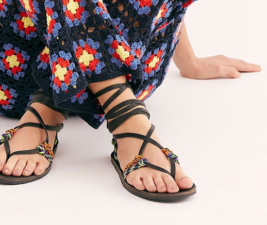 Wrap Sandals with a pop of color fountainof30