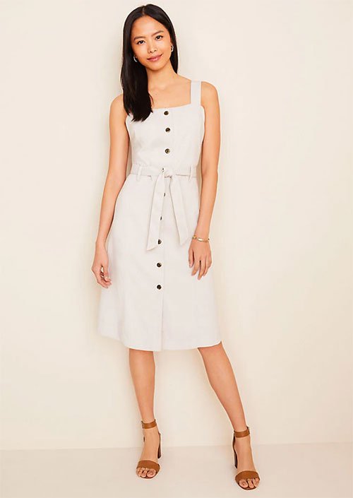 Ann Taylor Square Neck Button Dress