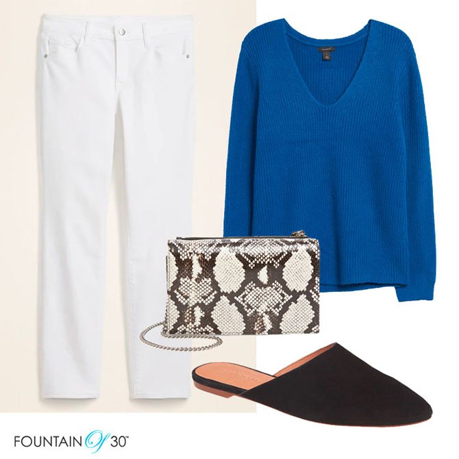 sleek and modern White Jeans After Labor Day look fountainof30