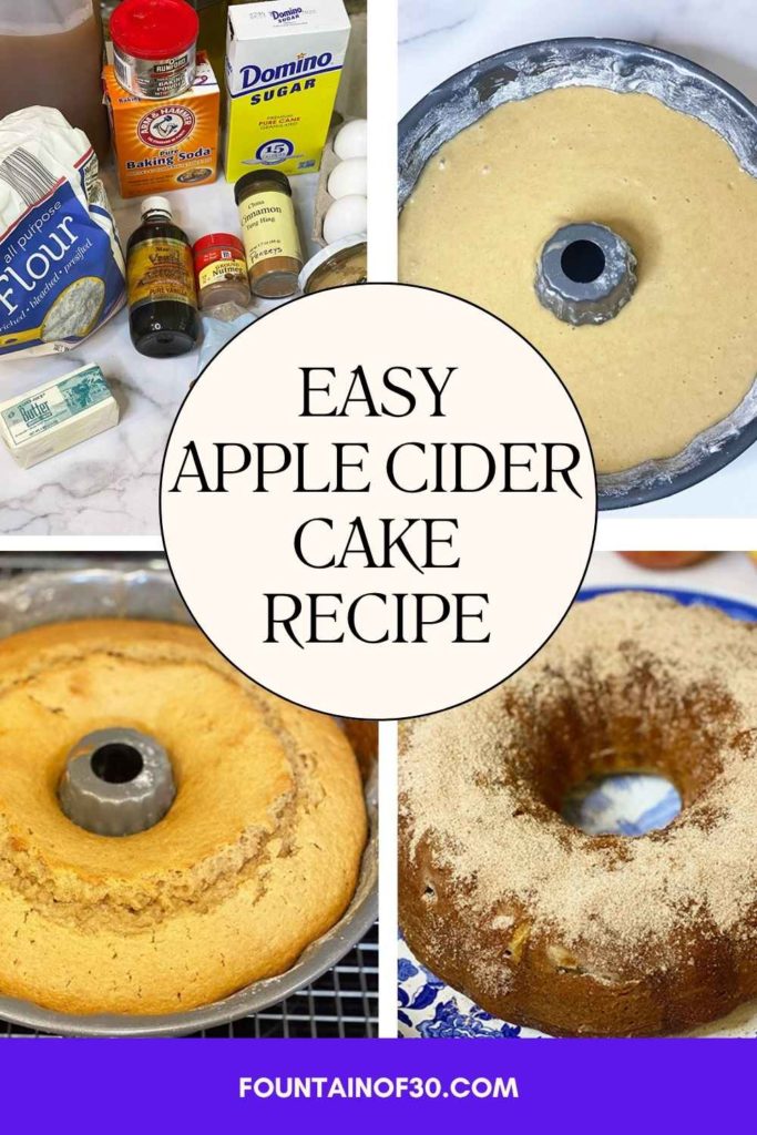 easy apple cider cake recipe ingredients batter bake topping fountainof30