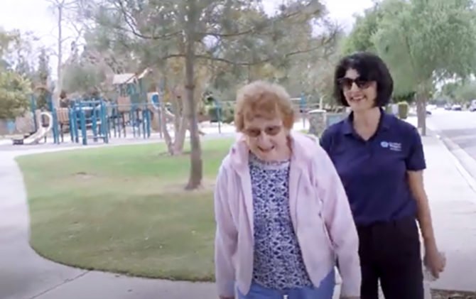 comfort keepers charlene champagne and client walk in park