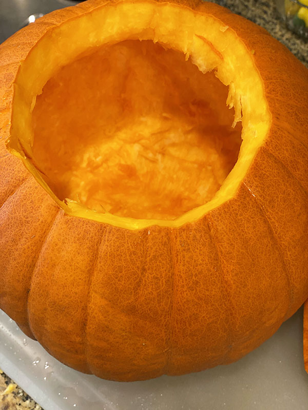 savory stuffed pumpkin recipe hollowed out pumpkin fountainof30